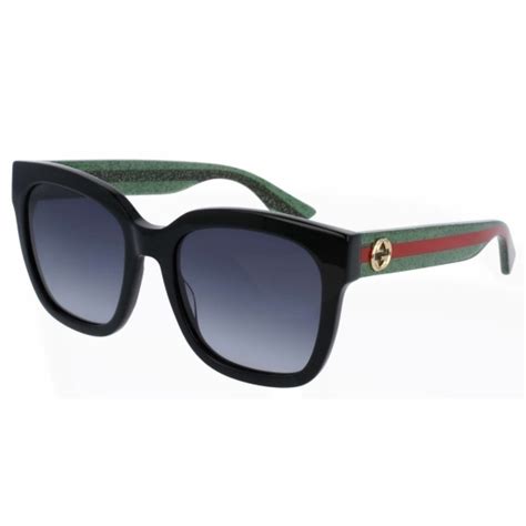 gucci wayfarer green and red sunglasses with grey lens